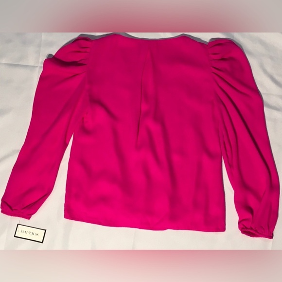 Sam and Jess Women’s Pink Pouf‎ Sleeve Surplice Neckline Wear to Work Top XS - Picture 4 of 4